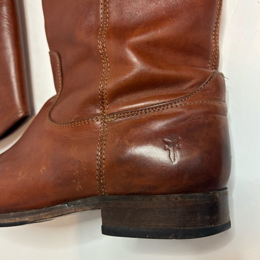 Frye Melissa Button Tall Riding Boots Cognac Saddle Brown 9 - Picture 7 of 13